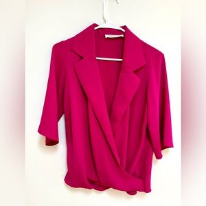 Amanda Uprichard Vibrant Pink V-Neck Blouse size small